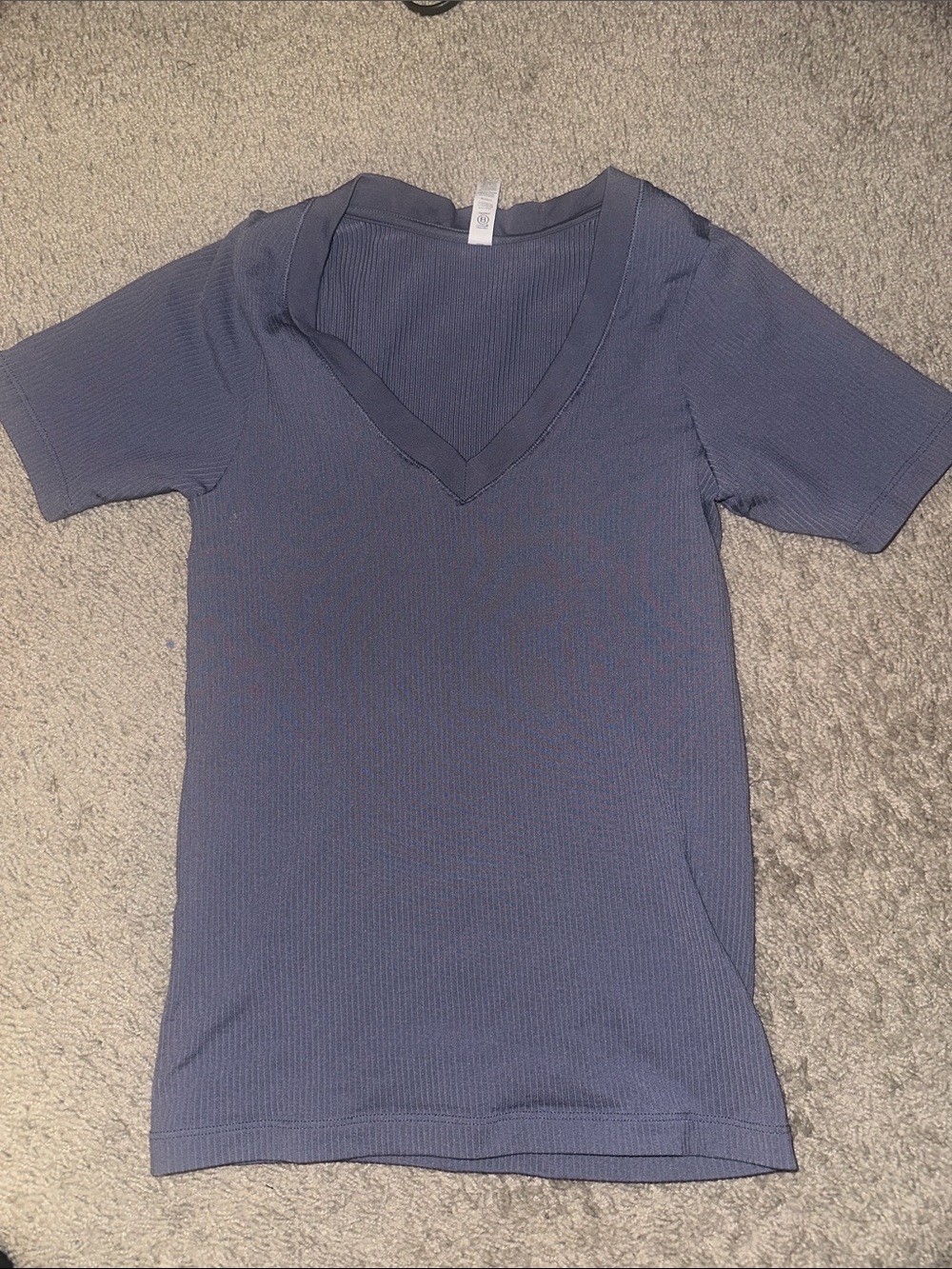 Athleta Navy Blue V-Neck Short Sleeve Top